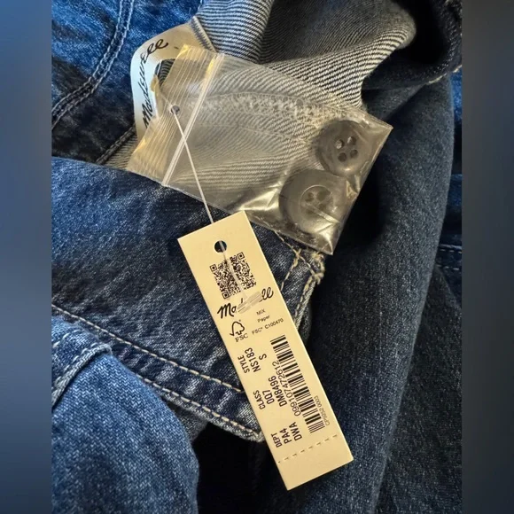 NWT Madewell Denim Blue Utility Jumpsuit Coveralls zip down size small - Picture 10 of 10